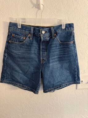 Levi's Dark Blue High-Rise Denim Shorts